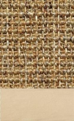 Sisal Salvador cork 080 tæppe med kantbånd i microfiber creme